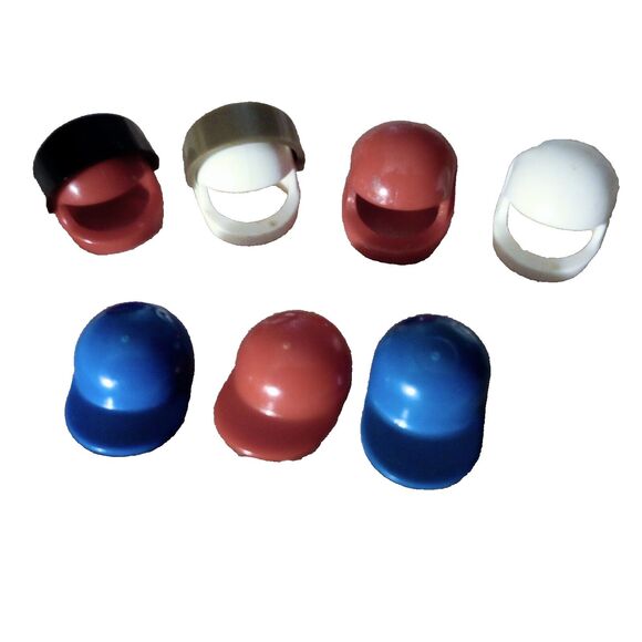 7pc Lot of Lego Minifig BallCap Hat/Motorcycle Helmet Accessories - Picture 2 of 3